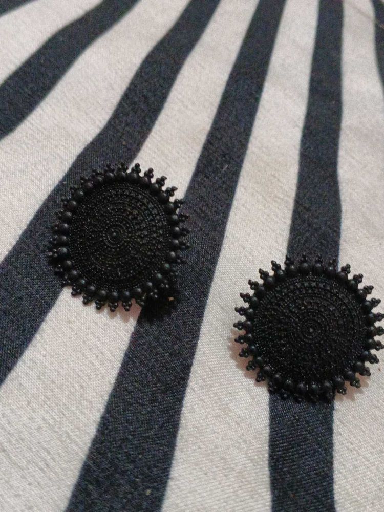 Boho Black Stud Earrings