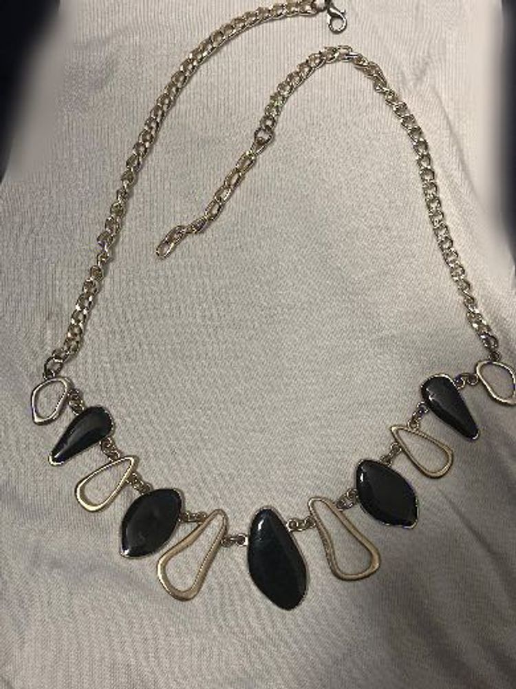 Statement Black &amp; Gold Necklace