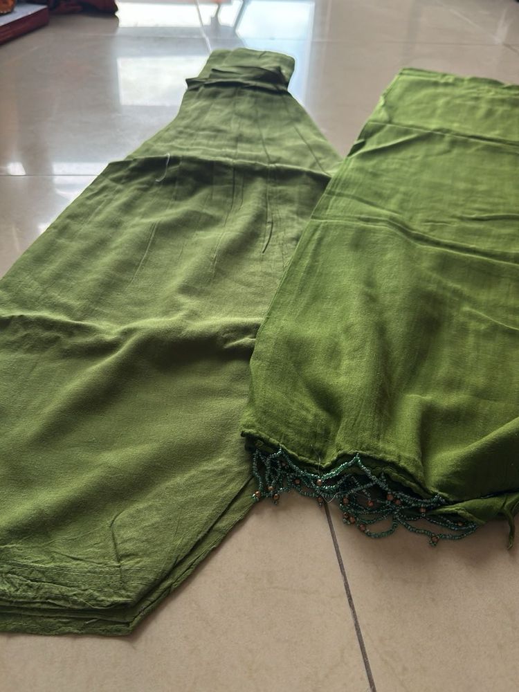 Olive Green Salwar Duppata Set