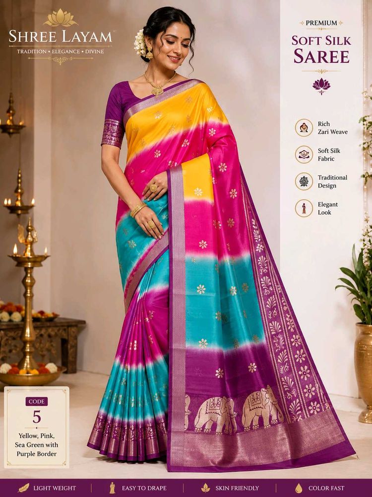 Colorful Ombre Saree with Floral Print