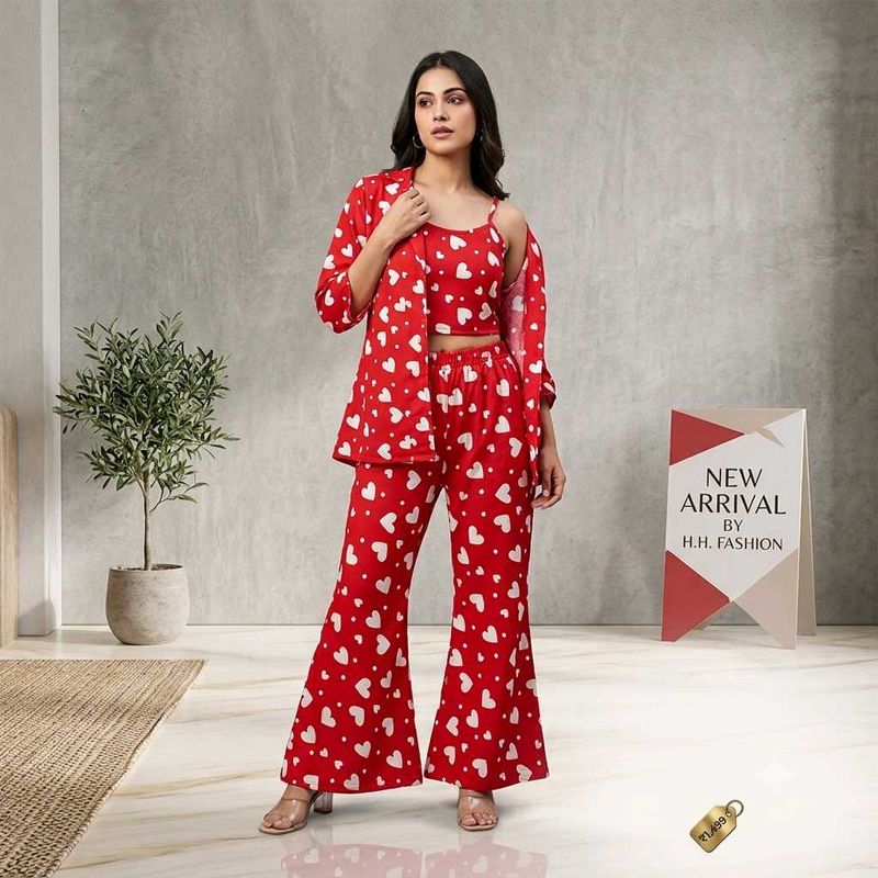 Red Heart Print co,ord Set