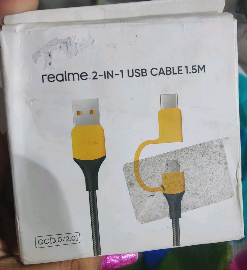 Realme 2-in-oneUSB Cable. 1.5M . QC(3.0/2.0)