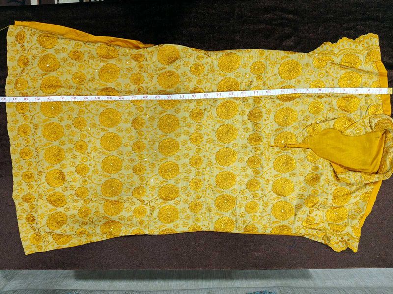 Beautiful Yellow Embroidered Saree