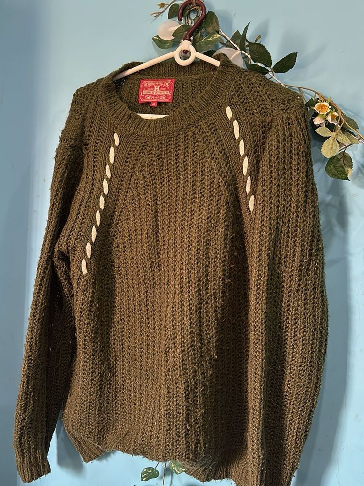 Olive Green Knit oversized pullover