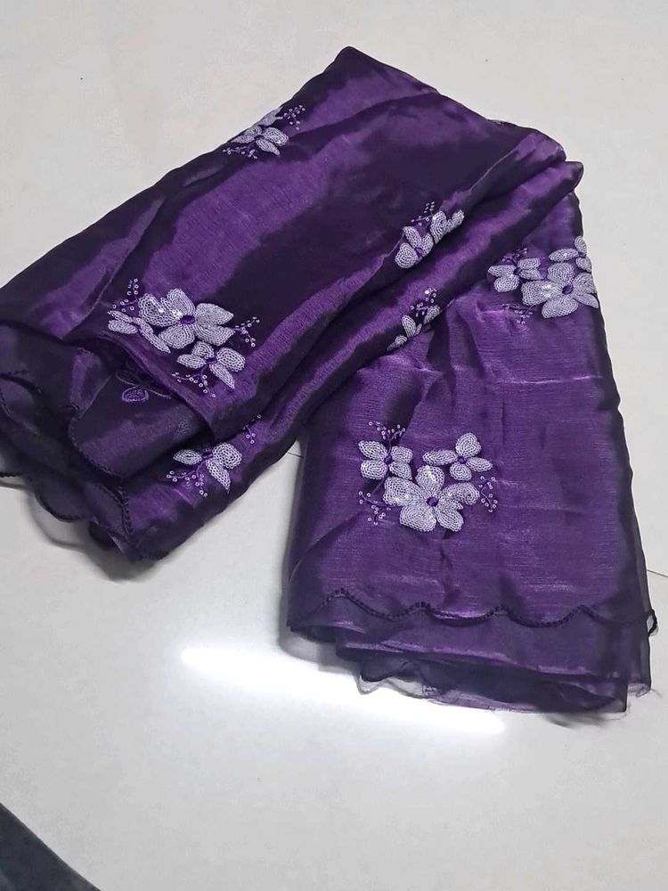 Elegant Purple Floral Saree