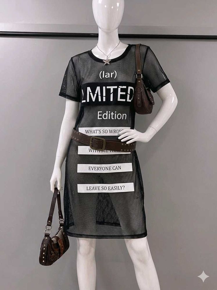 Sheer Mesh T-Shirt Dress 32-34-36 tk ko
