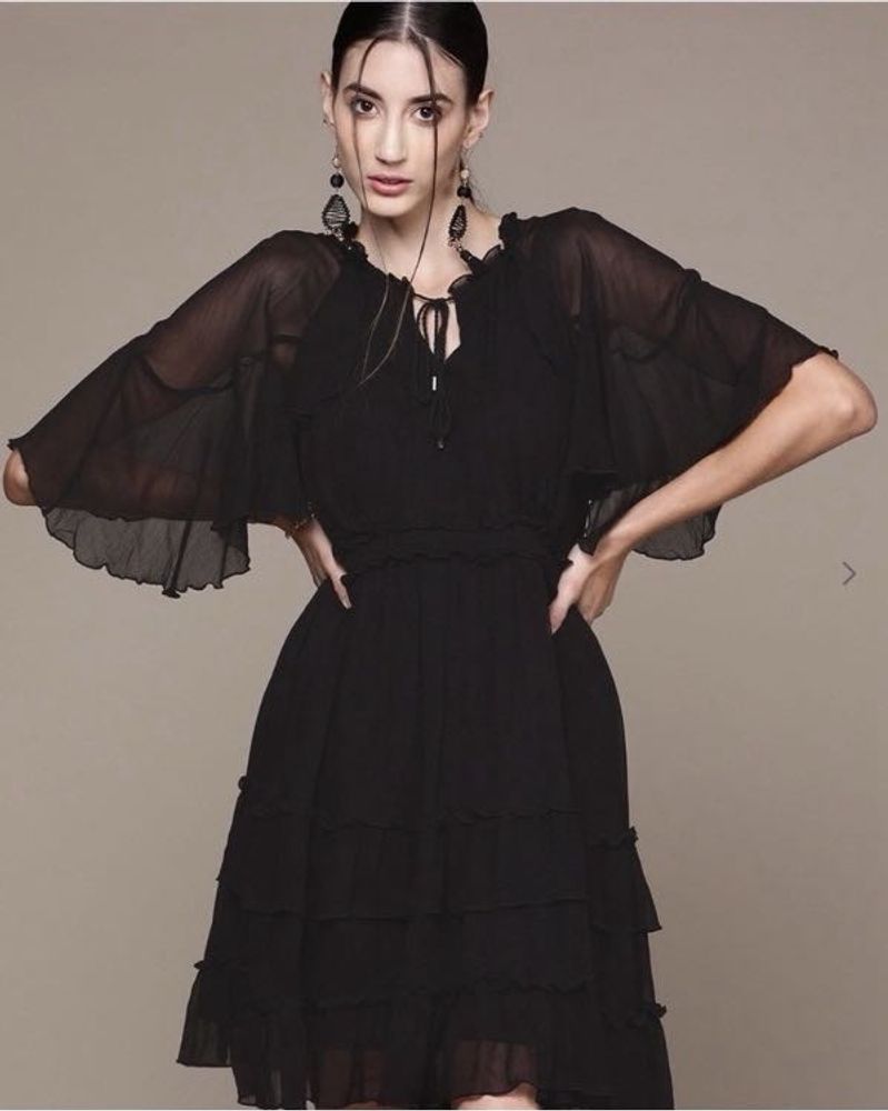 Label Ritu Kumar Black Tie-UpShort Dress