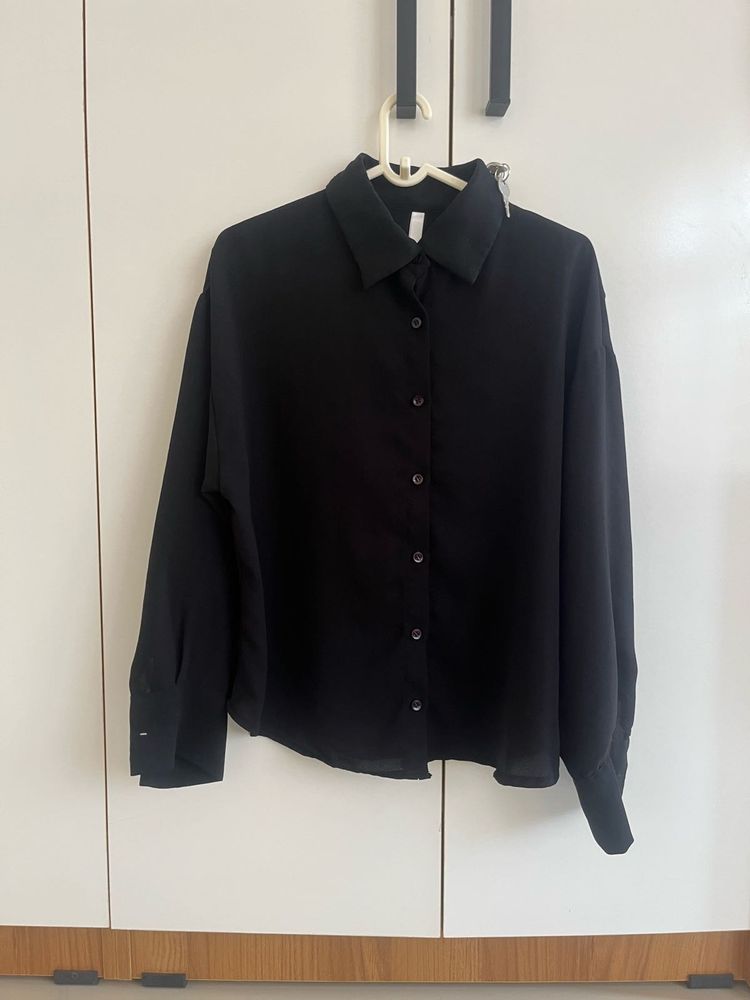 oversized Classic Black Button-Up Shirt