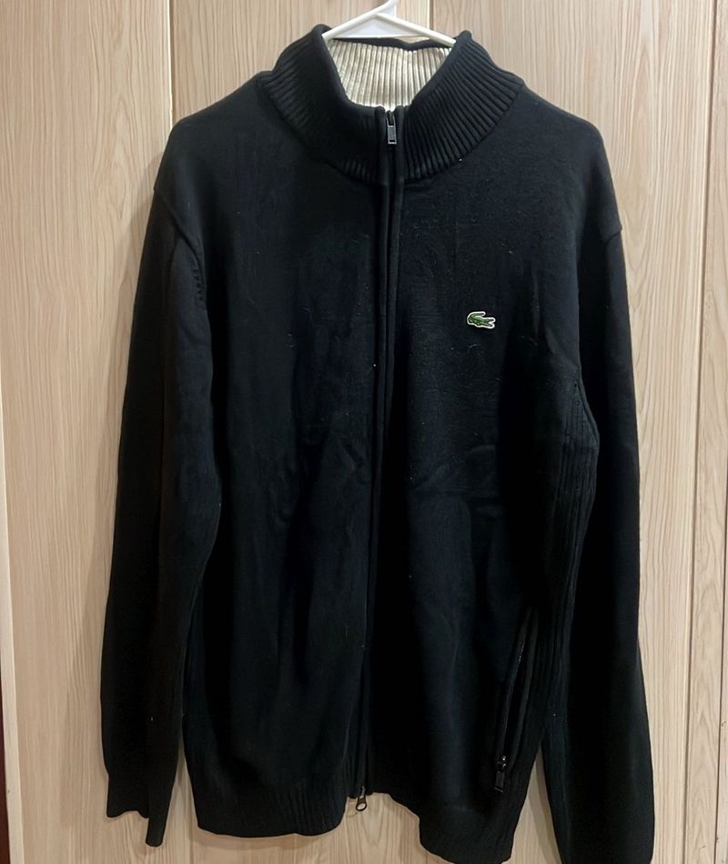 Lacoste Black Zip-Up Cardigan