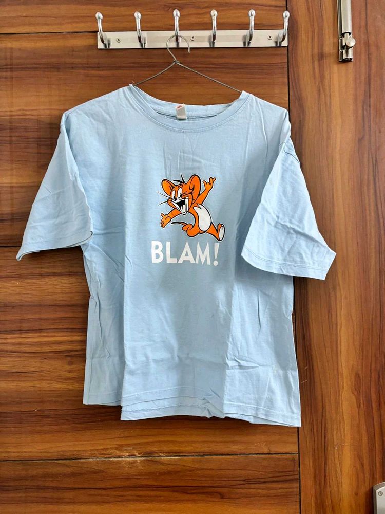 Light Blue Jerry "BLAM!" Graphic Tee