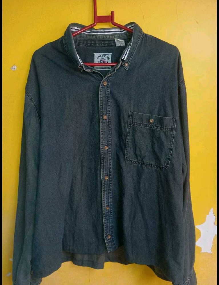 cropped boxy-fit denim shirt