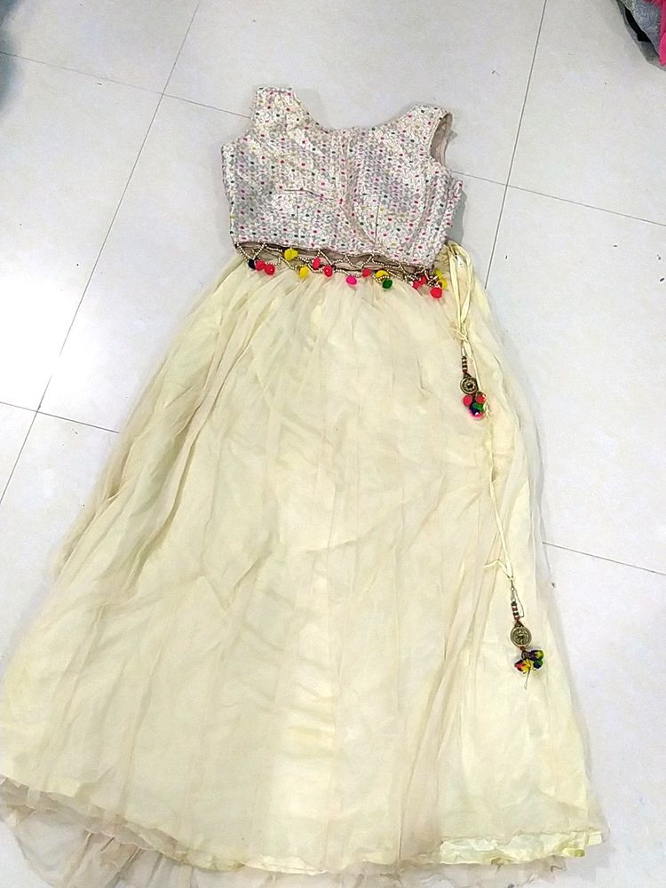 A Multi Colour Blouse , White Skirt