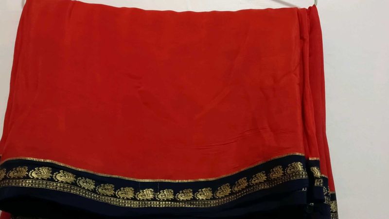 Vintage rust orange Saree with Ornate Border
