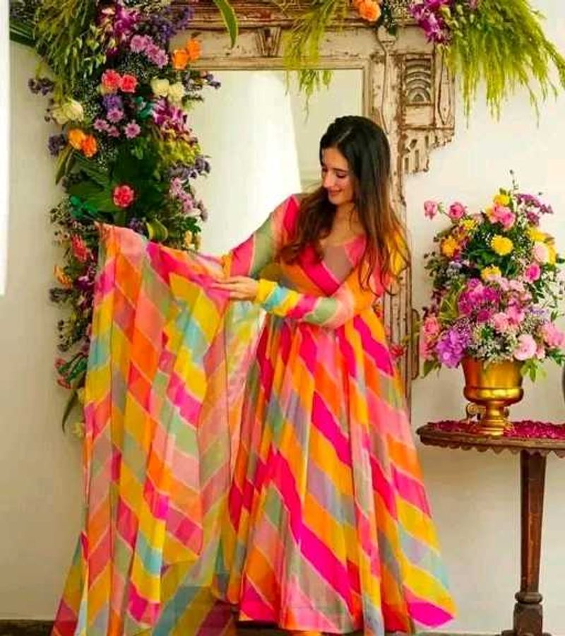 Vibrant Striped Anarkali Suit Set