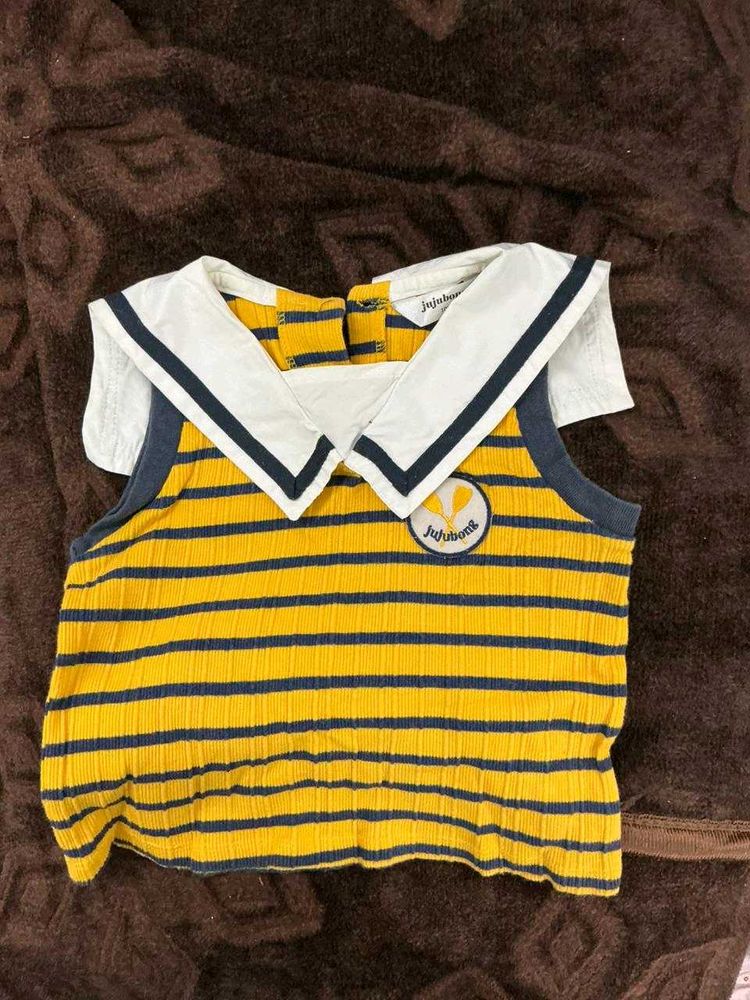 Yellow &amp; Navy Striped Top