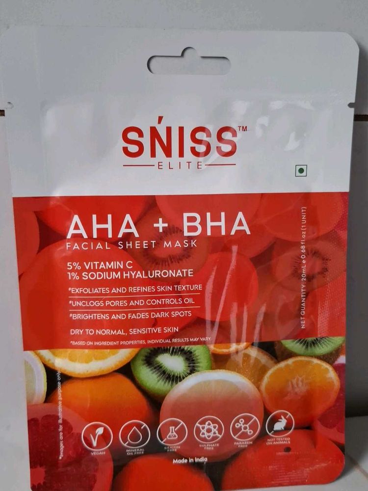 SNISS ELITE AHA + BHA Facial Sheet Mask