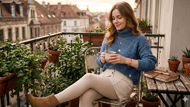 Cozy Blue Turtleneck Sweater