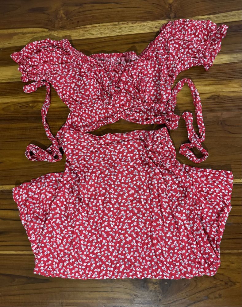 Co-ord set Red Floral Print