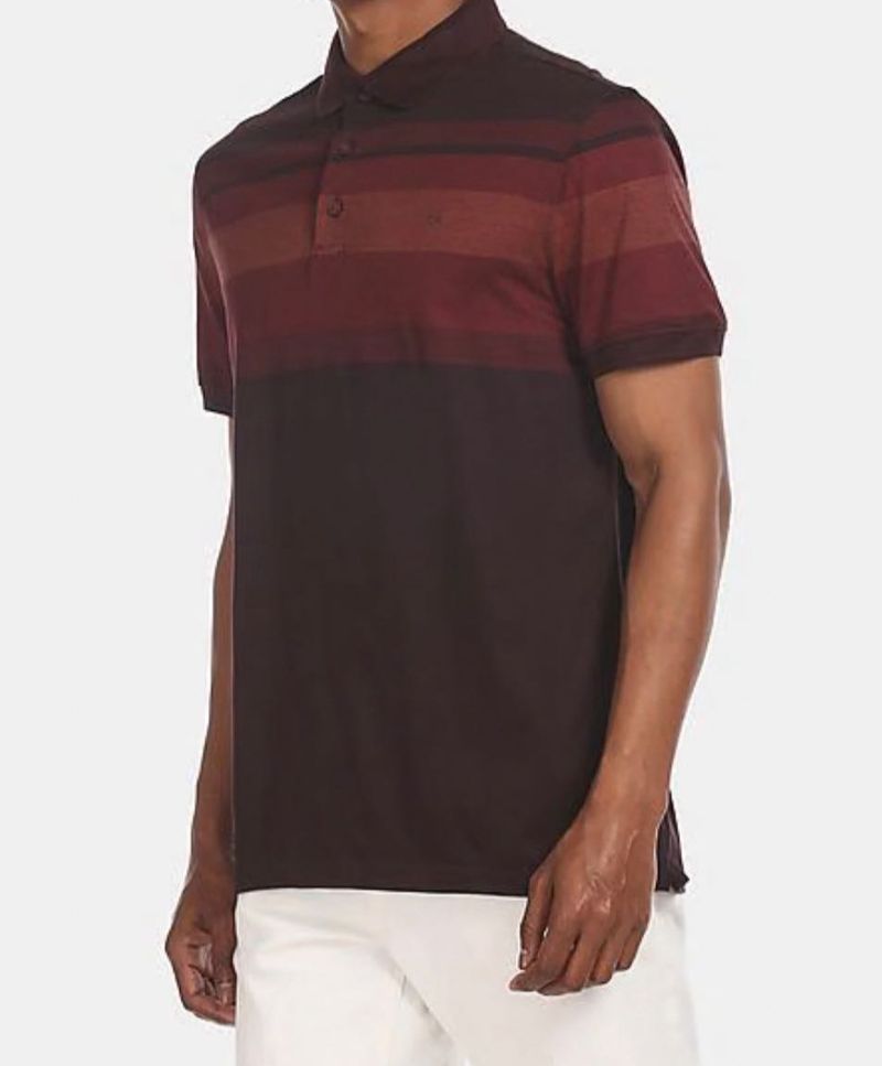 Calvin Klein - Striped Maroon Polo Shirt