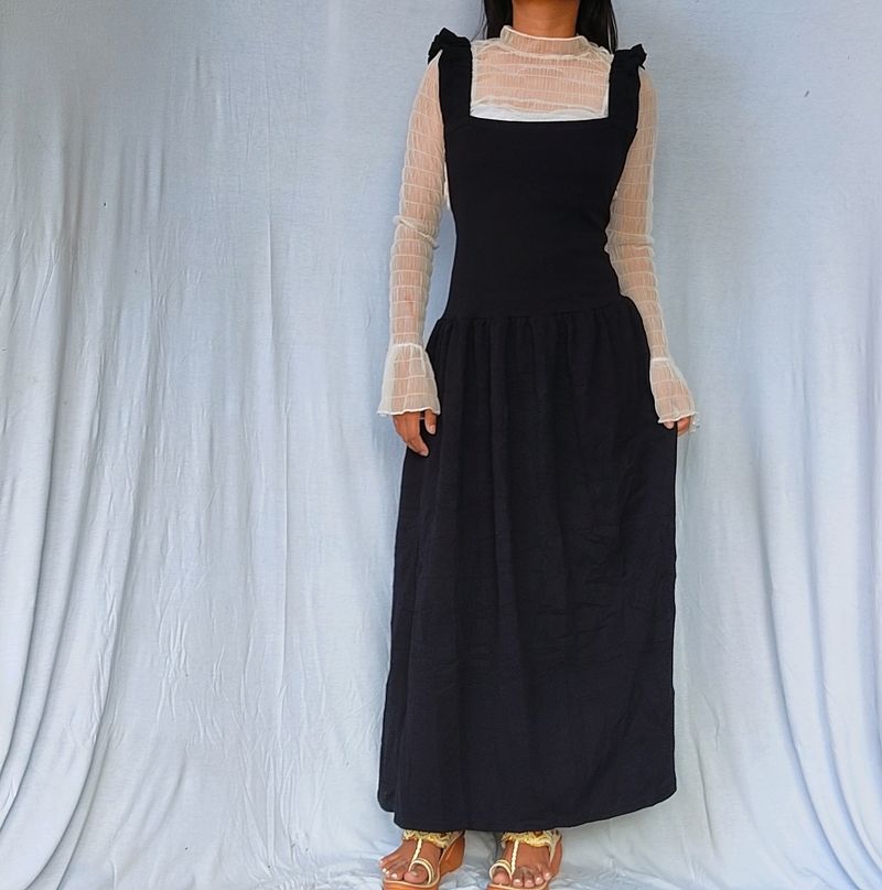 Black Maxi Pinafore Dress