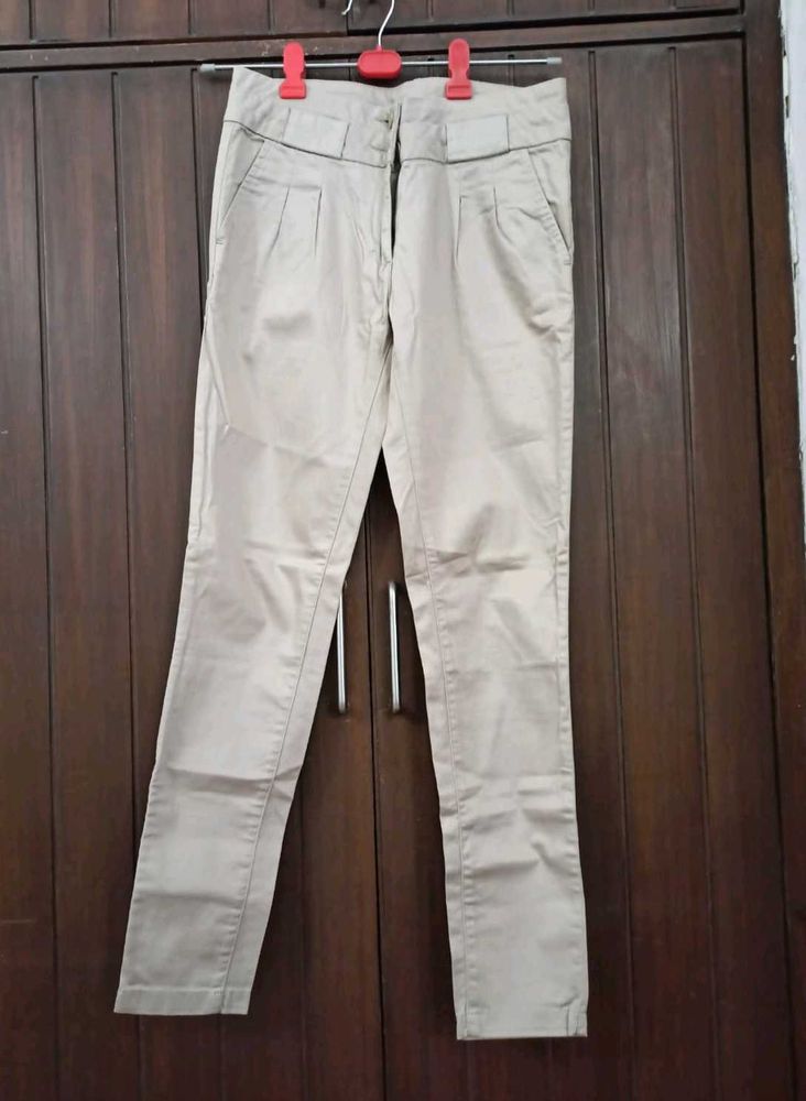 Cotton Lycra Women's Formal Slim-fit Trousers