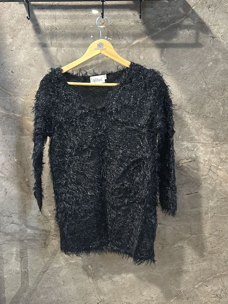 Sparkly Black Fuzzy Sweater