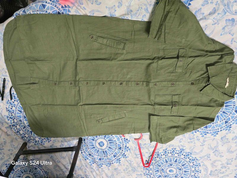 Olive Green Button-Up Shirt