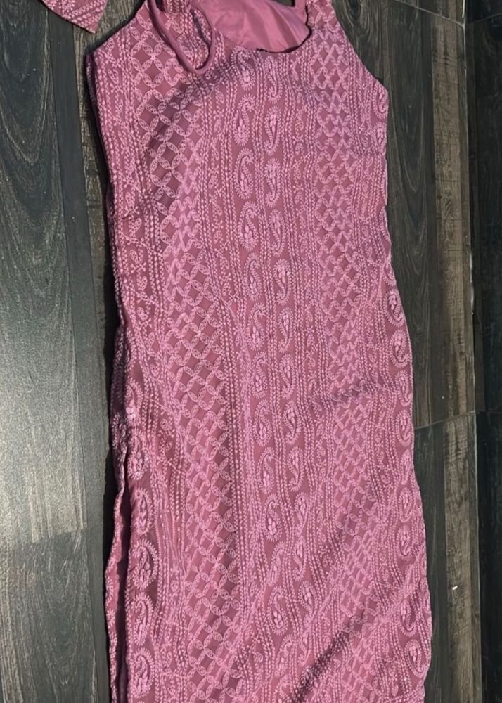Embroidered Pink Kurta