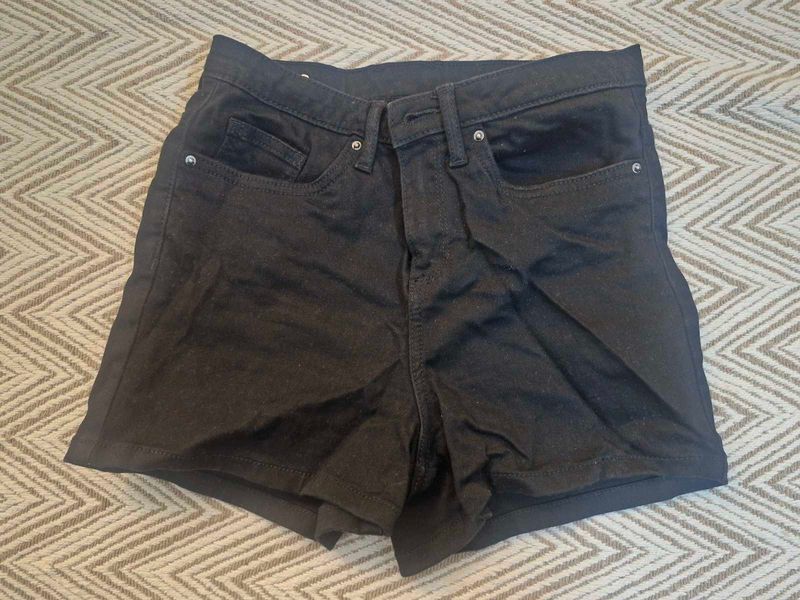 Classic Black Denim Shorts