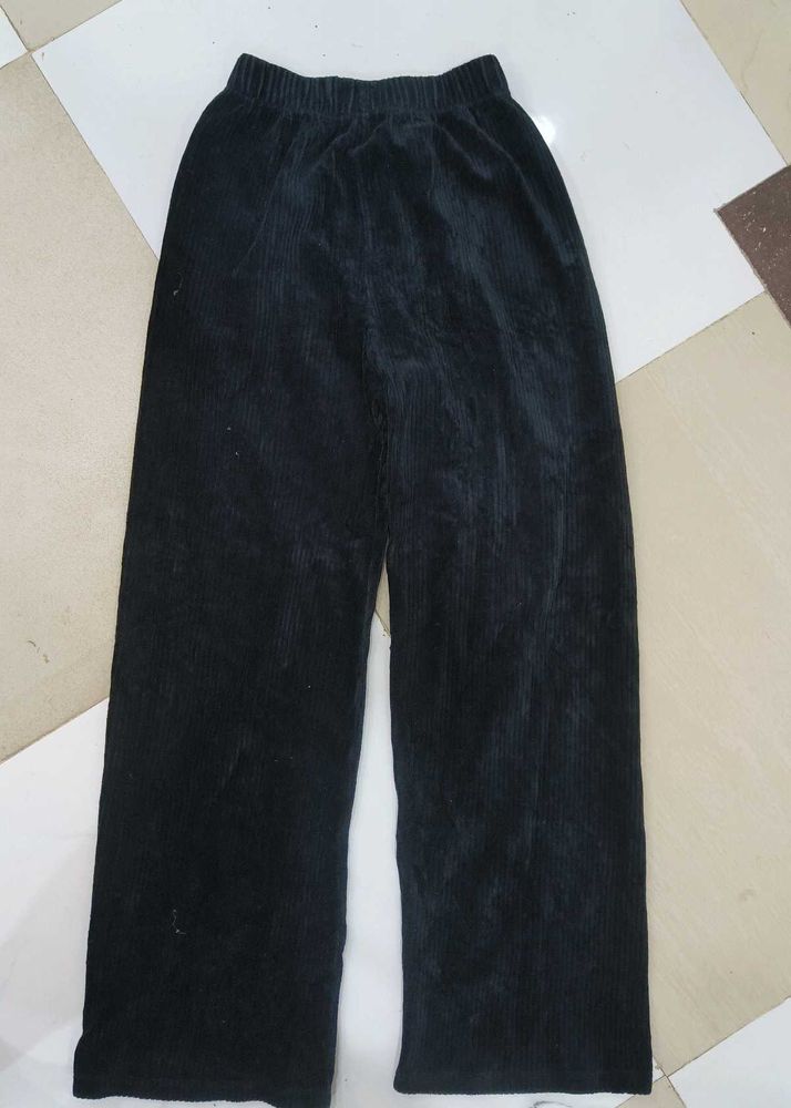 Black Corduroy Wide Leg Pants