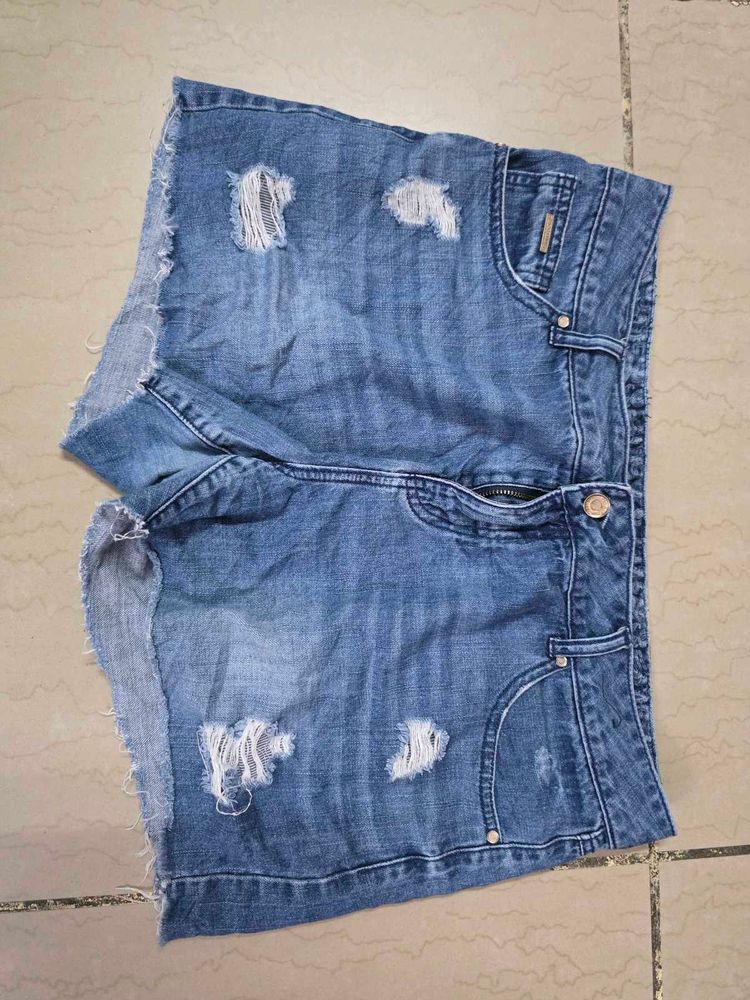 Distressed Denim Shorts