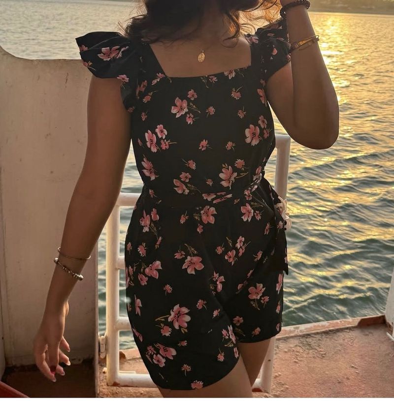 Chic Floral Print Mini jumpsuit