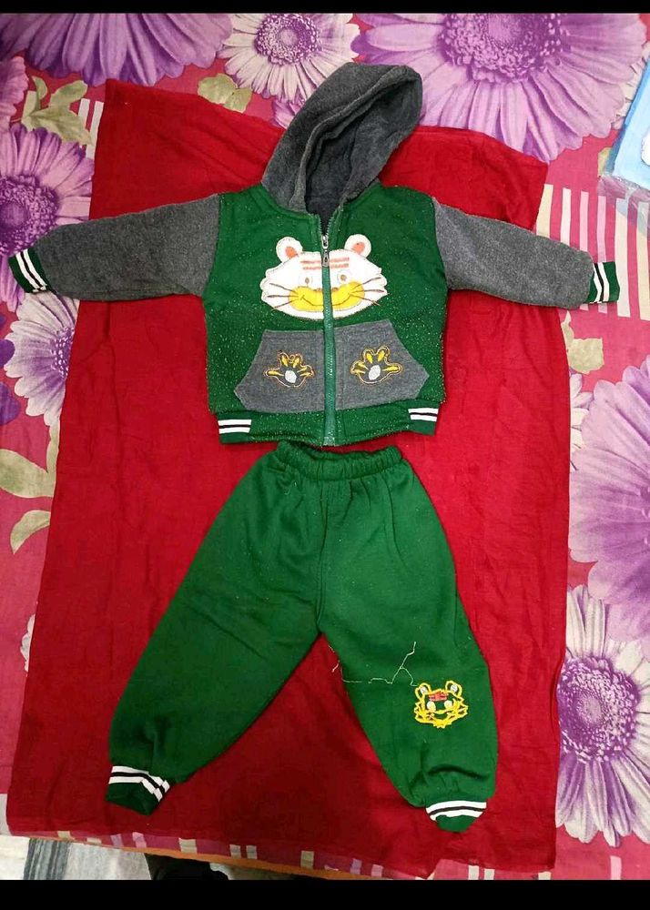 Cute Tiger Print Hooded Tracksuit Set