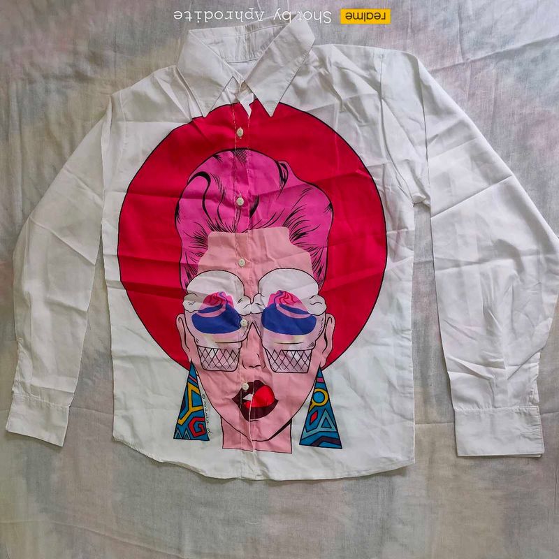 Unique Graphic Print Button-Up Shirt