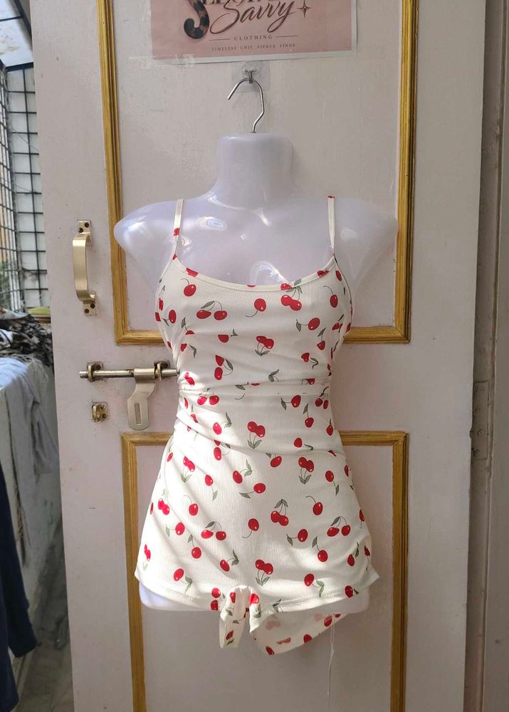 Cute Cherry Print Summer Romper