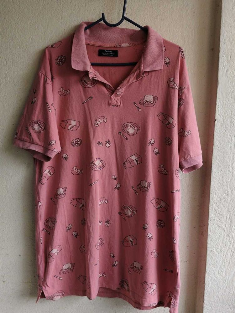 Men's Pink Graphic Polo Shirt