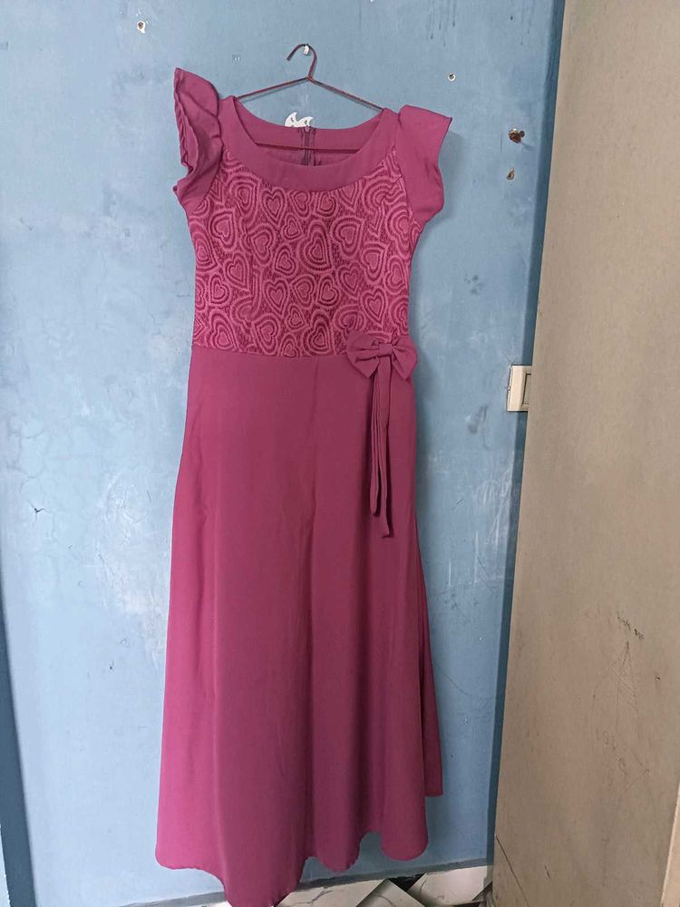 Charming Pink Heart Print Dress