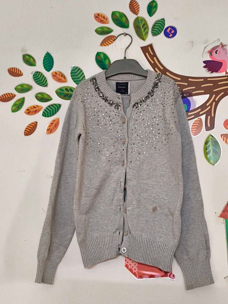 Lee Cooper Girls Grey Embellished Cardigan.