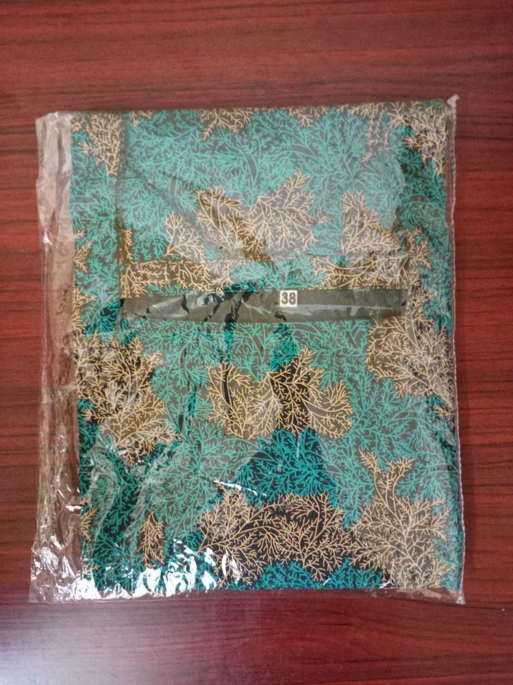 Teal &amp; Brown Printed Straight Kurti