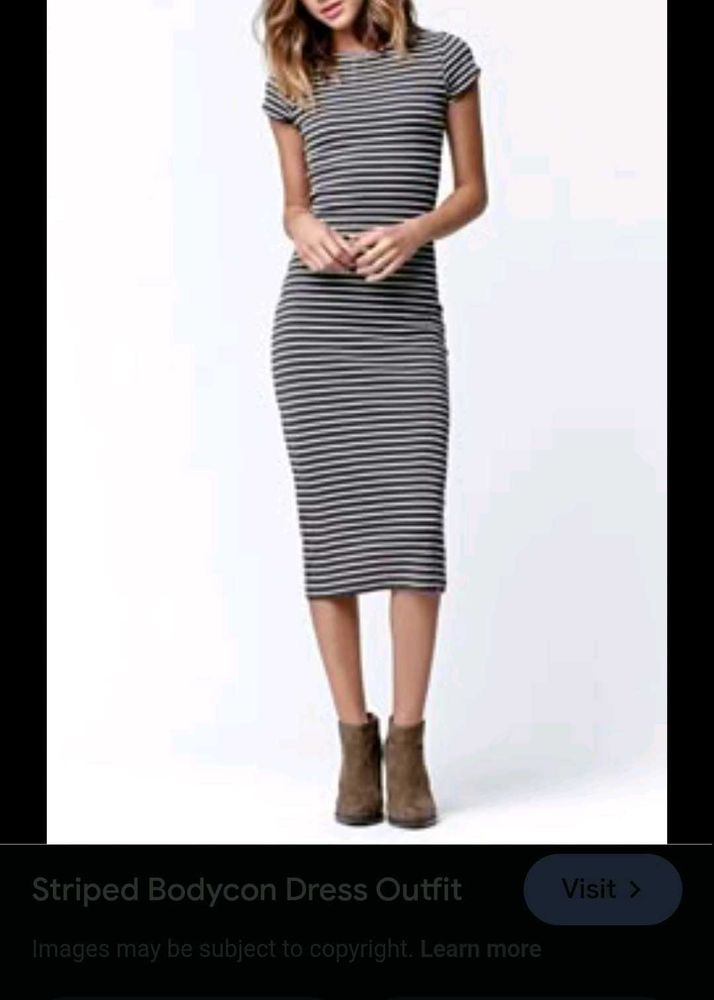Striped Bodycon Midi Dress