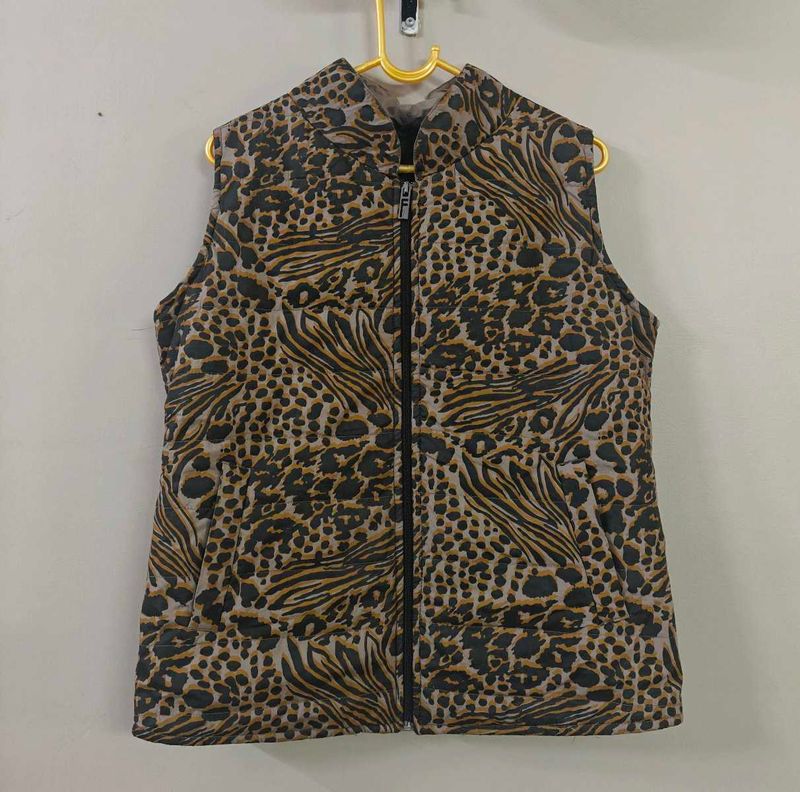 Animal Print Puffer Vest