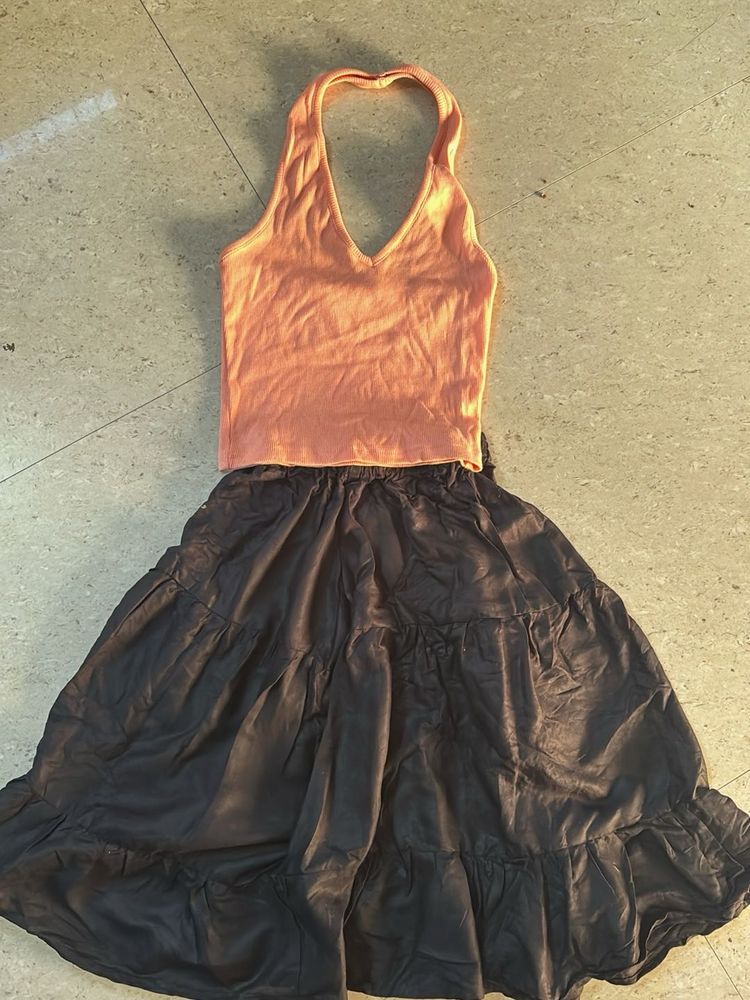 Peach Halter Neck Top