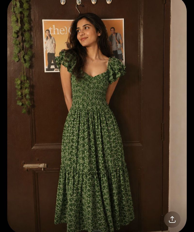 Green Floral Print Maxi Dress