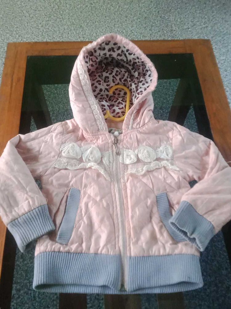 Cute Pink Quilted Hooded Jacket