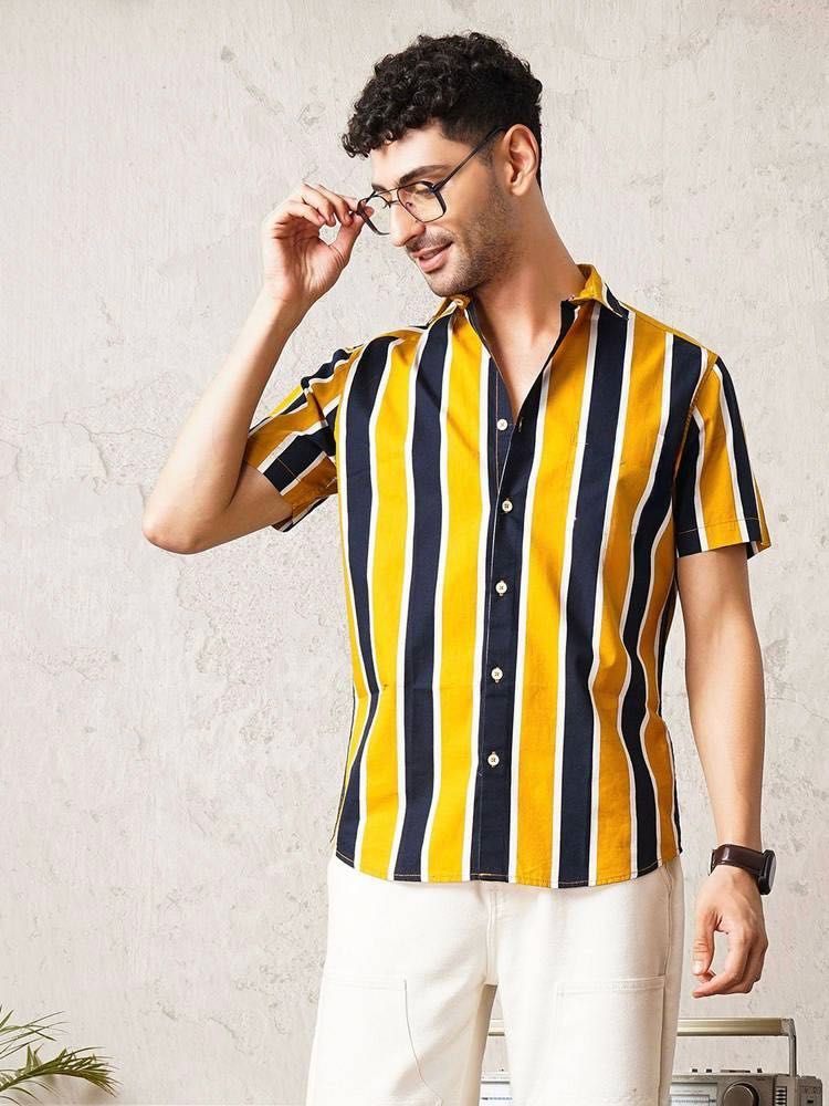 Retro Striped Button-Up Shirt