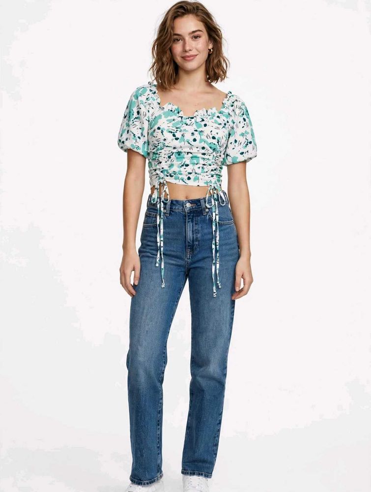 Floral Ruched Crop Top