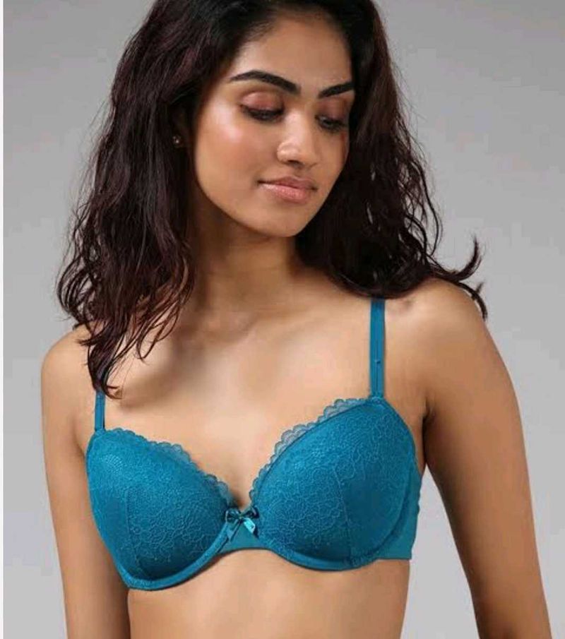 Teal Lace Padded Bra