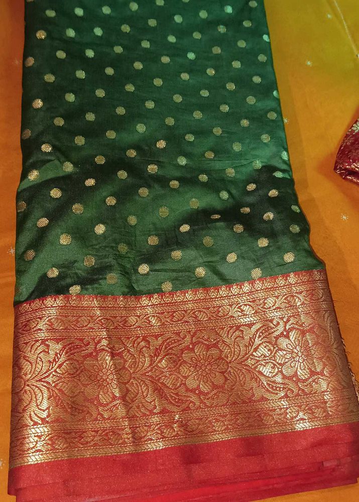 Green &amp; Gold Banarasi Saree