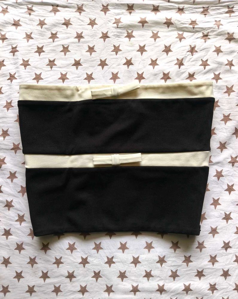 Black &amp; Cream Bow Detail Tube Top