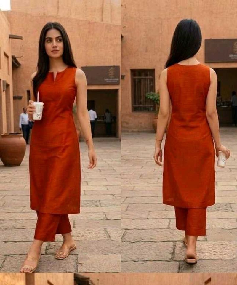 Elegant pink Sleeveless Kurta Set